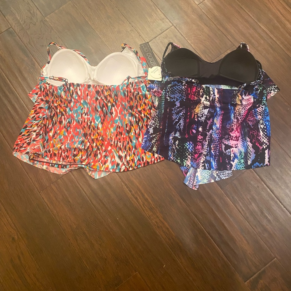 Tankini-Blue Animal Print-Sz12/Pink Animal Print-Sz XL - Picture 2 of 2